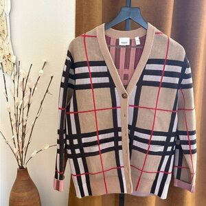Burberry Nova Plaid sweater Cardigan Womens Small
